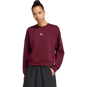 adidas Women’s Essentials Small Logo FeelCozy Sweatshirt(Maroon White)