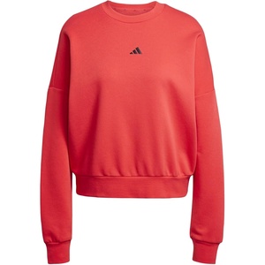 adidas Women’s Essentials Small Logo FeelCozy Sweatshirt(Pure Ruby/Black)