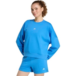 adidas Women’s Essentials Small Logo FeelCozy Sweatshirt(Ray Blue/White)