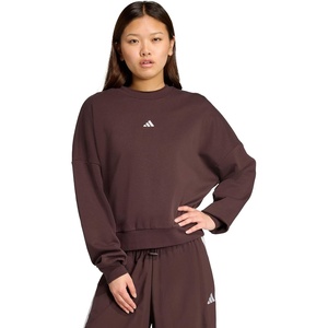 adidas Women’s Essentials Small Logo FeelCozy Sweatshirt(Shadow Brown/White)