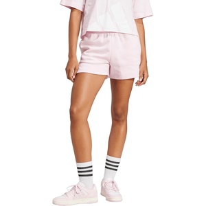 adidas Women’s Essentials Small Logo Feelcozy Shorts(Clear Pink/White)