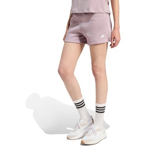 adidas Women’s Essentials Small Logo Feelcozy Shorts(Preloved Fig/White)