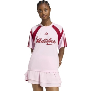 adidas Women’s House of Tiro Graphic Jersey, Clear Pink/Maroon, Large