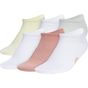 adidas Women’s Superlite No Show Socks (6 Pairs) Lightweight & Breathable(Classic/Powder Yellow/Wonder Silver/Warm Clay Pink)