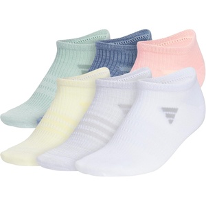adidas Women’s Superlite No Show Socks (6 Pairs) Lightweight & Breathable(Hazy Green/Preloved Ink Blue/Semi Pink Spark/3)