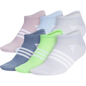 adidas Women’s Superlite No Show Socks (6 Pairs) Lightweight & Breathable(Preloved Fig Purple/Blue Dawn/Clear Onix Grey/3)