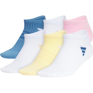 adidas Women’s Superlite No Show Socks (6 Pairs) Lightweight & Breathable(Tropic Bloom/Dusky Ink Blue/Orange Tint/3)