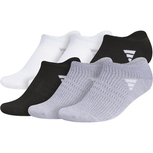 adidas Women’s Superlite No Show Socks (6 Pairs) Lightweight & Breathable(White/Black/Grey/3)