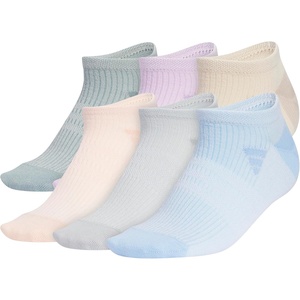 adidas Women’s Superlite No Show Socks (6 Pairs) Lightweight & Breathable(Wonder Sage Green/Ice Lavender/Crystal Linen Beige/3)