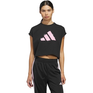 adidas Women’s Western Florals Big Logo Graphic T-Shirt(Black)