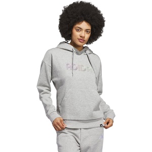 adidas Women’s Wordmark Graphic Hoodie(Medium Grey Heather)