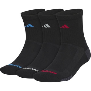 adidas mens Tech High Quarter Socks (3 Pairs) Performance & Training(Black/Ray Blue/Active Maroon)