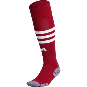 adidas unisex 3-stripe Hoop Soccer Socks (1-pair) With Arch Compression for a Secure Fit(Team Power Red/White)