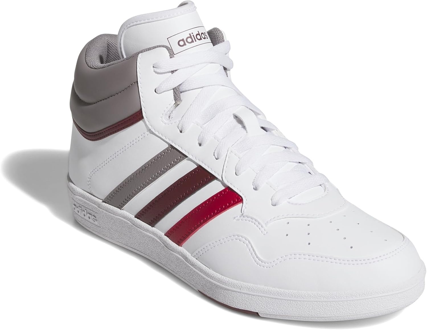 image:imageAdidas UnisexAdult Hoops 40 Mid TopWhiteTaupe OxideShadow Red