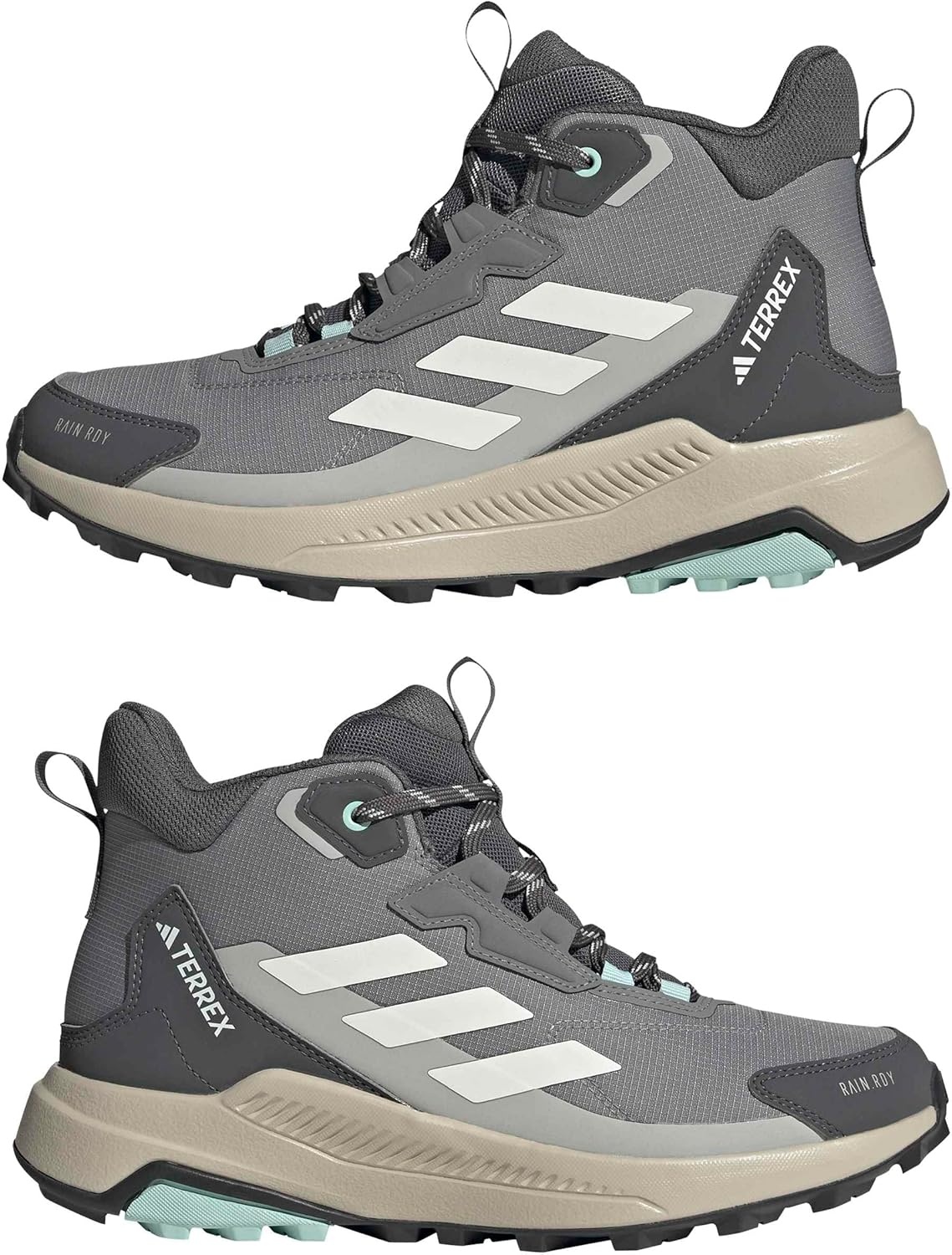 image:imageAdidas Womens Terrex Anylander Mid Top Rainrdy Hiking SneakersGreyOff WhiteGrey