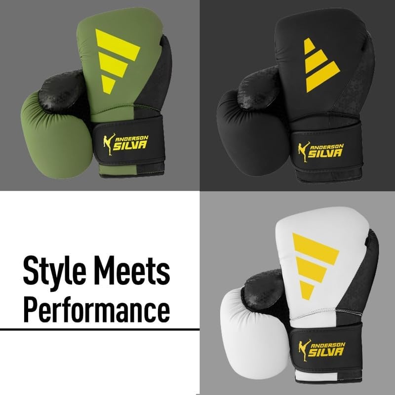 image:imageAdidas x Anderson Silva Everyday Use Boxing Gloves Versatile Fitness Gear with PU Outer Shell and Injection Molded FoamBlackBlackYellowCamo