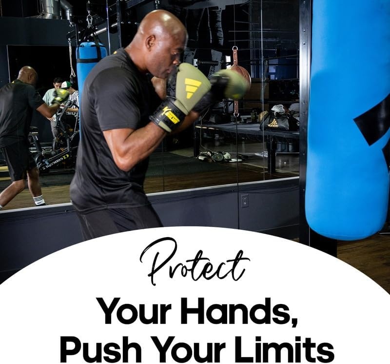 image:imageAdidas x Anderson Silva Everyday Use Boxing Gloves Versatile Fitness Gear with PU Outer Shell and Injection Molded FoamOrbit GreenBlackYellowCamo