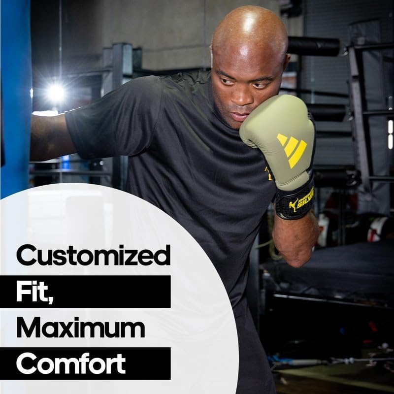 image:imageAdidas x Anderson Silva Everyday Use Boxing Gloves Versatile Fitness Gear with PU Outer Shell and Injection Molded FoamWhiteBlackYellowCamo