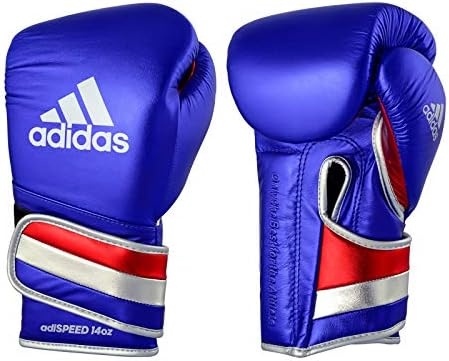 image:imageadidas AdiSpeed 501 Pro Kickboxing amp Boxing Gloves for Men amp Women Leather Training Gloves for Heavy Bag Sparring amp FitnessMET BLUEREDSILVER