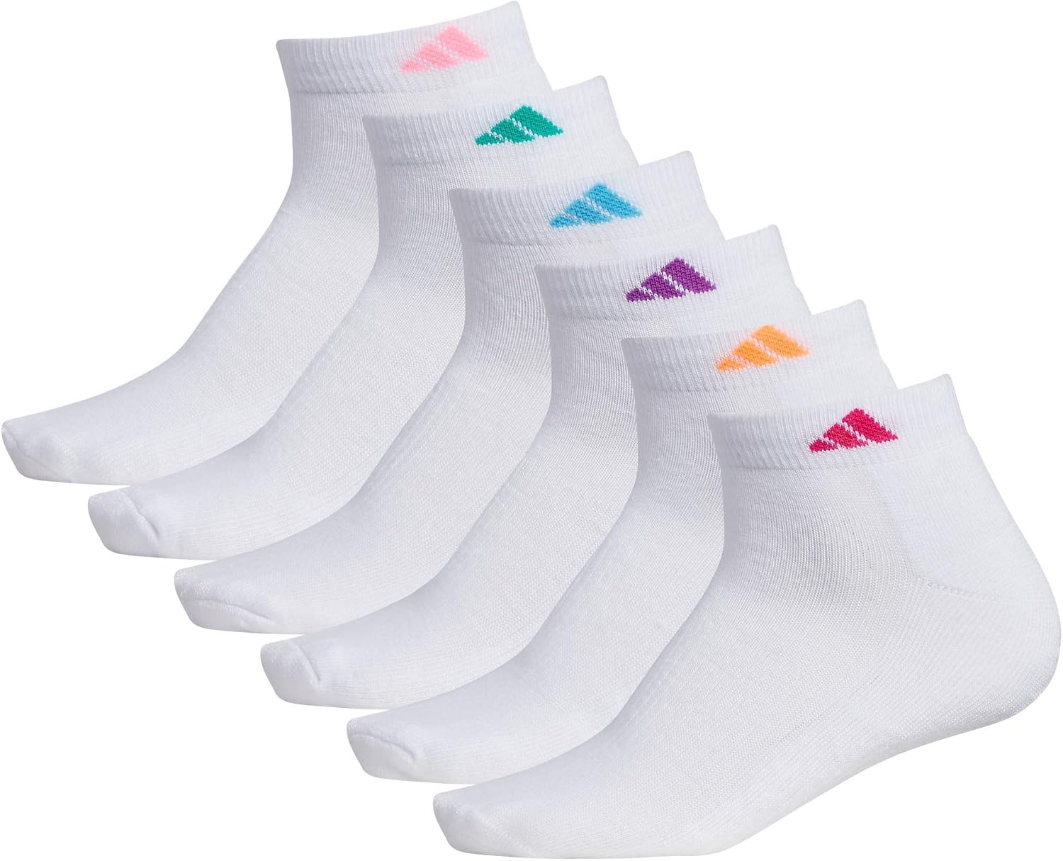 image:imageadidas Athletic 6Pack Low Cut SocksWhiteShock PinkBright Cyan