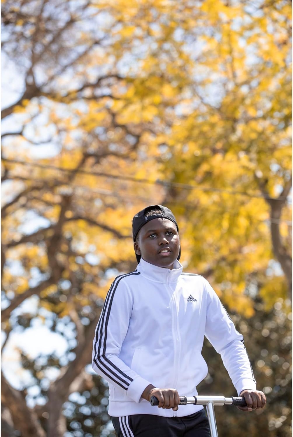 image:imageadidas Boys Zip Front Iconic Tricot JacketBos White
