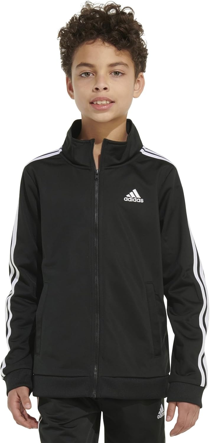 image:imageadidas Boys Zip Front Iconic Tricot JacketJet Black