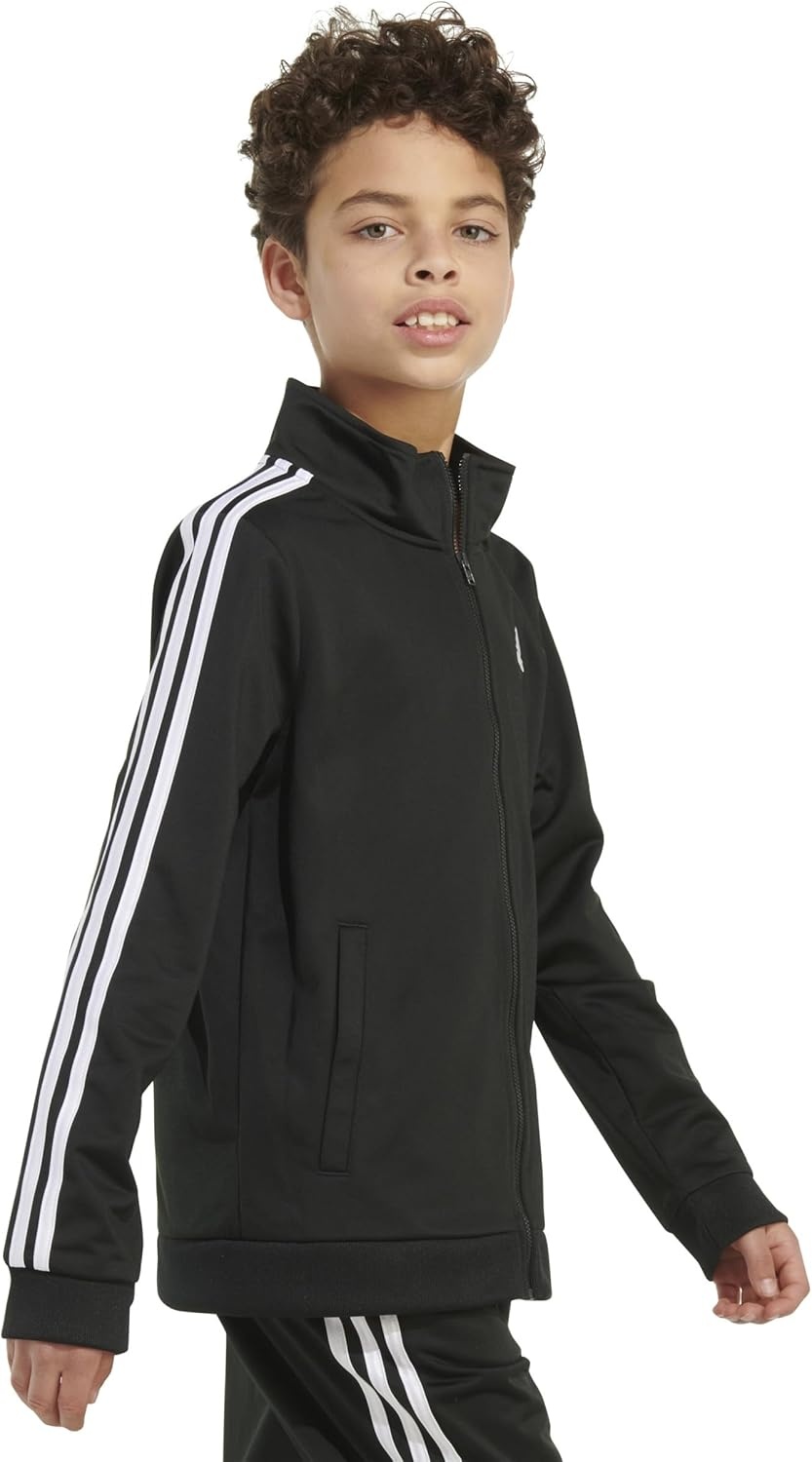 image:imageadidas Boys Zip Front Iconic Tricot JacketJet Black