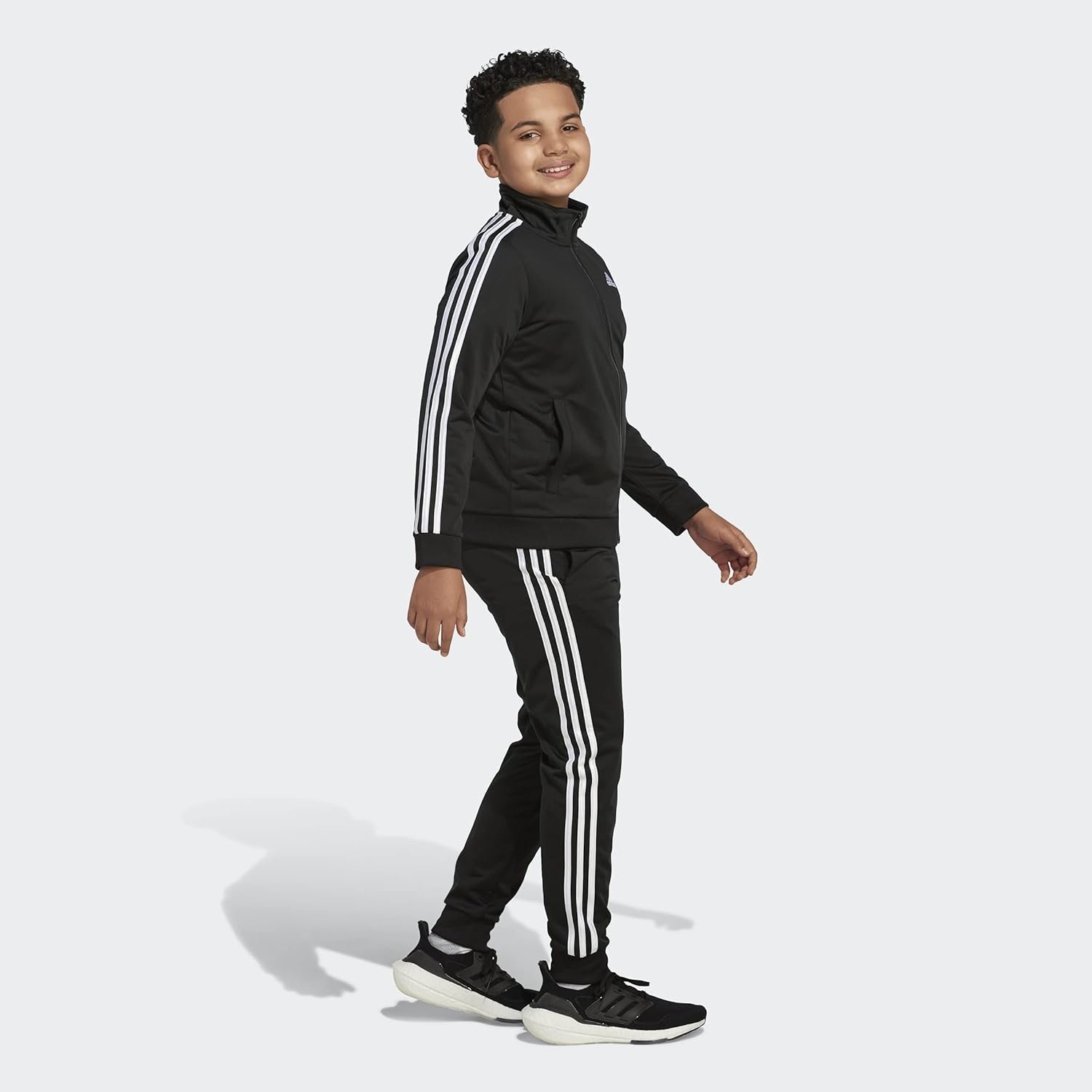 image:imageadidas Boys Zip Front Iconic Tricot JacketJet Black