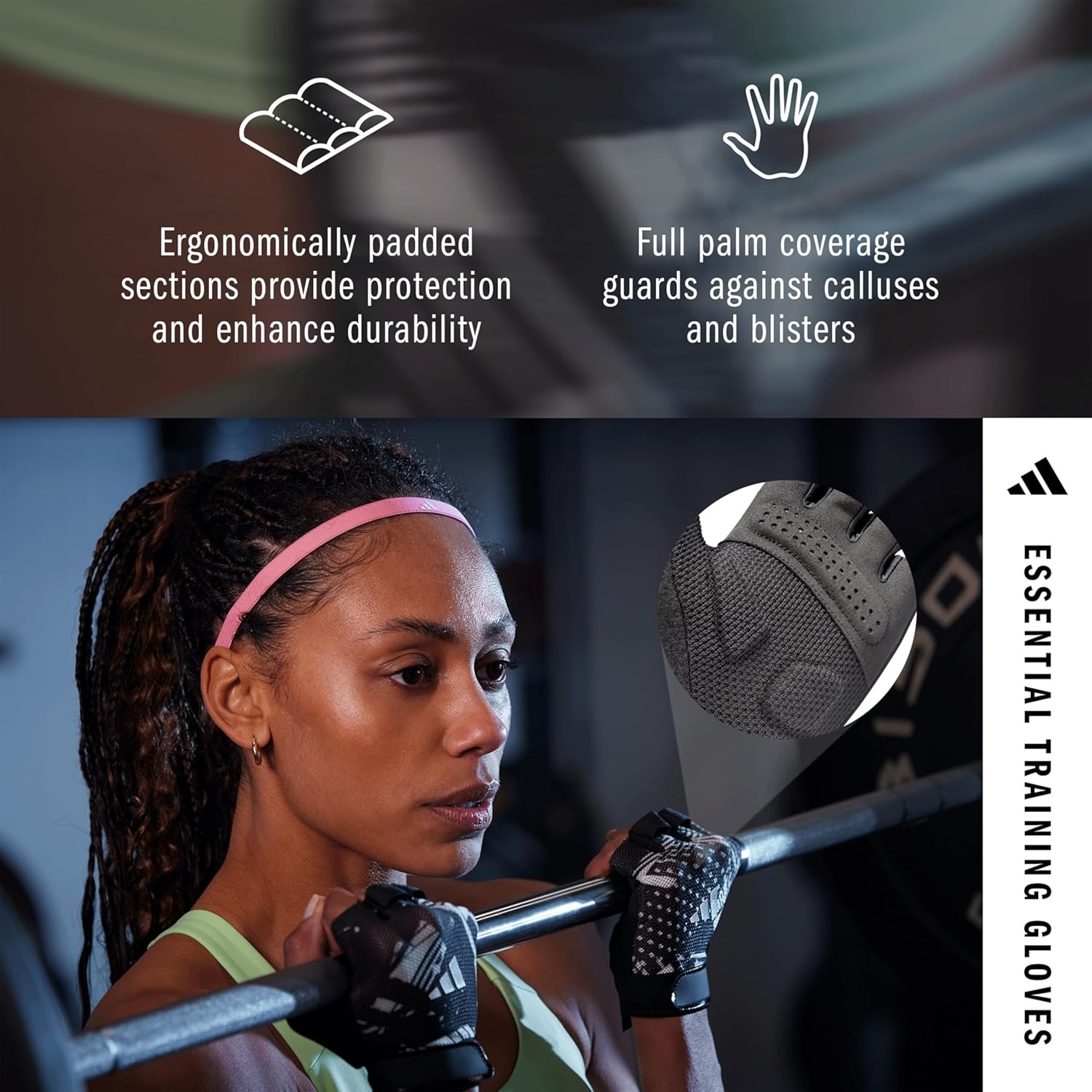 image:imageadidas Essential Training Gloves Pink MeshGraphic