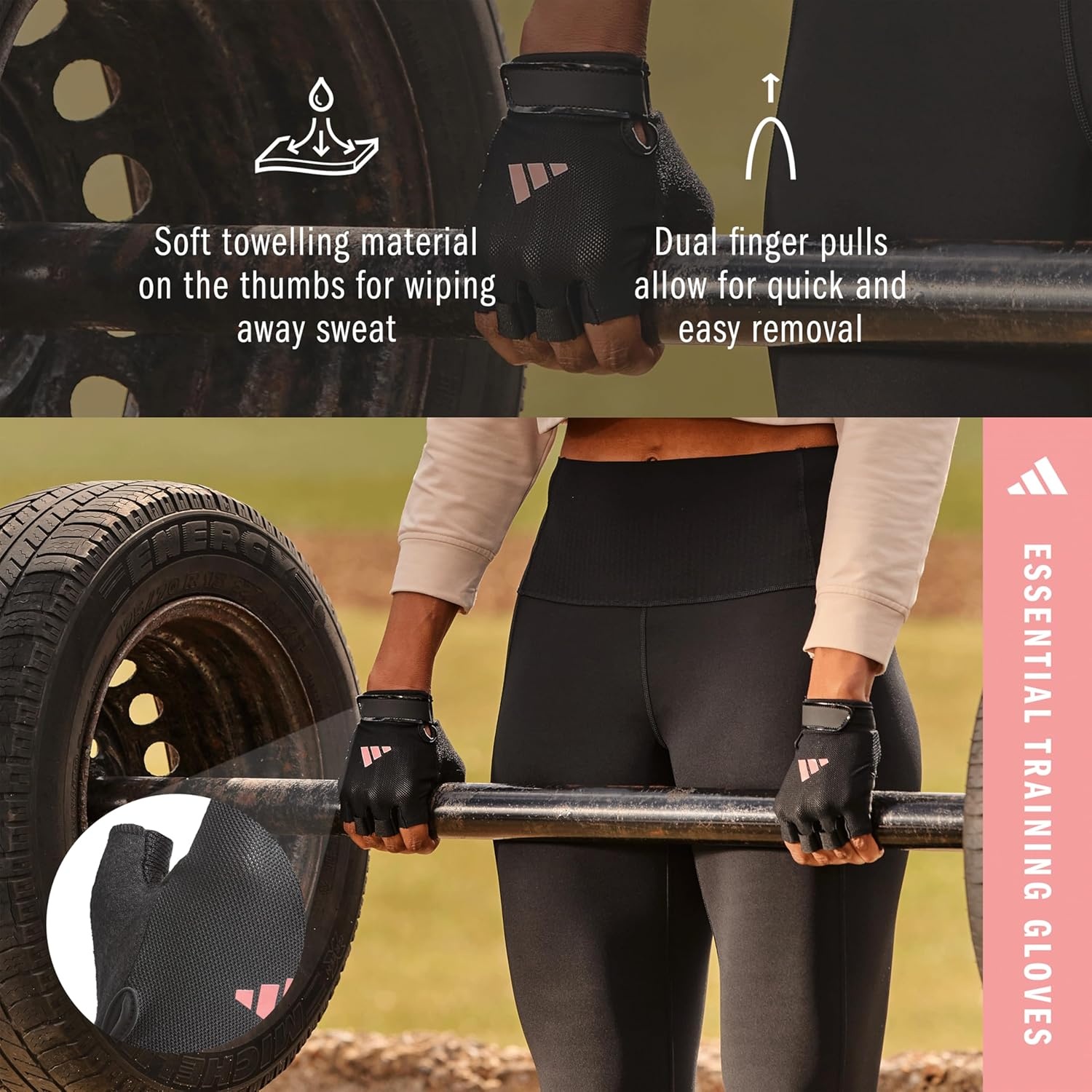 image:imageadidas Essential Training Gloves Pink MeshPink