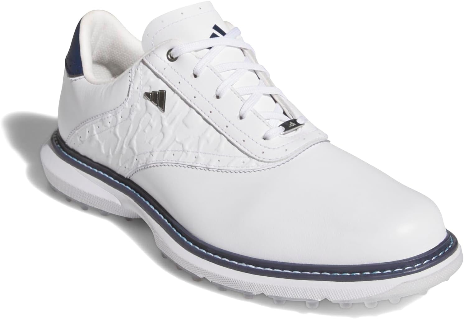 image:imageadidas Golf Mc70 SpikelessFtwr WhiteCollegiate NavyHalo Silver