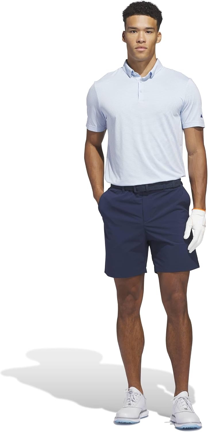 image:imageadidas Golf Ultimate365 Pencil Stripe Climacool Polo ShirtCrystal Sky Lucid Ray Blue