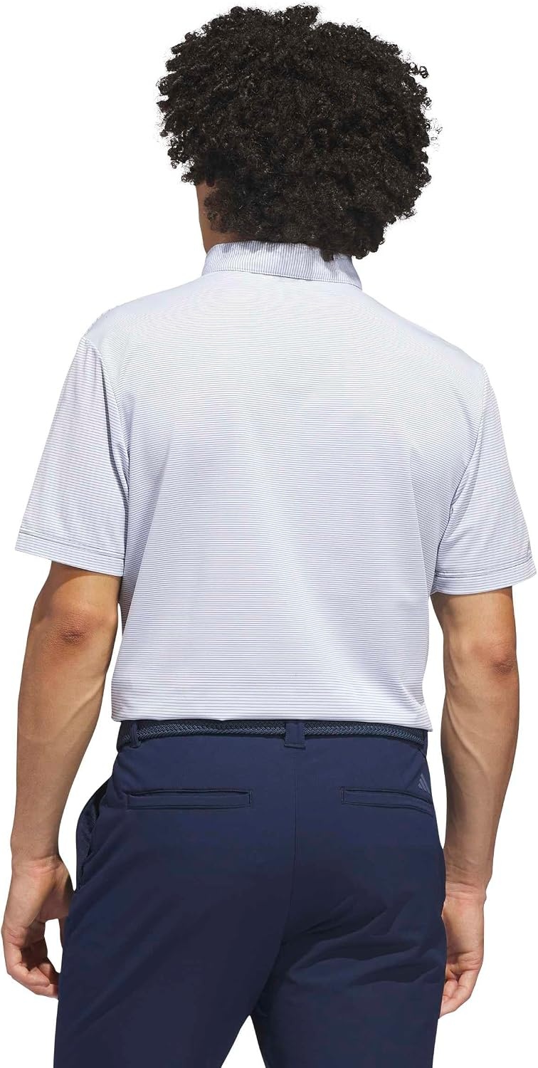 image:imageadidas Golf Ultimate365 Pencil Stripe Climacool Polo ShirtWhite Collegiate Navy
