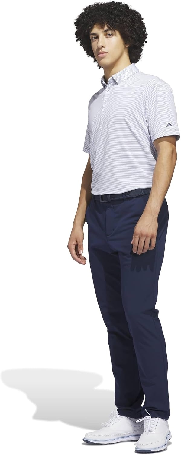 image:imageadidas Golf Ultimate365 Pencil Stripe Climacool Polo ShirtWhite Collegiate Navy