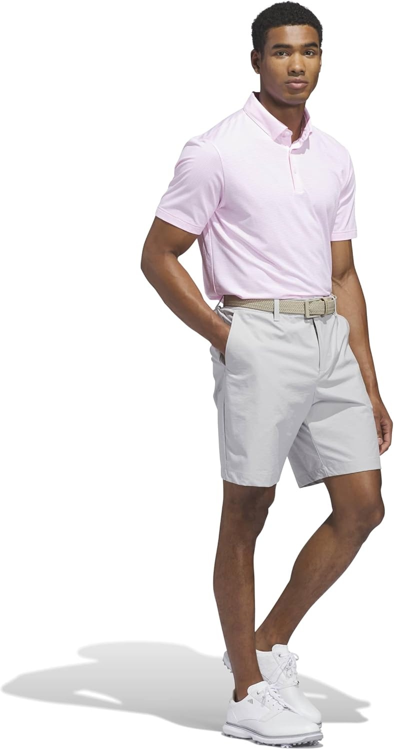 image:imageadidas Golf Ultimate365 Pencil Stripe Climacool Polo ShirtWhite Lucid Pink
