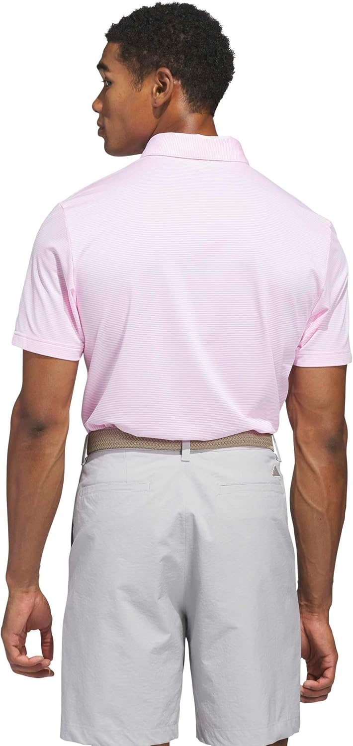 image:imageadidas Golf Ultimate365 Pencil Stripe Climacool Polo ShirtWhite Lucid Pink