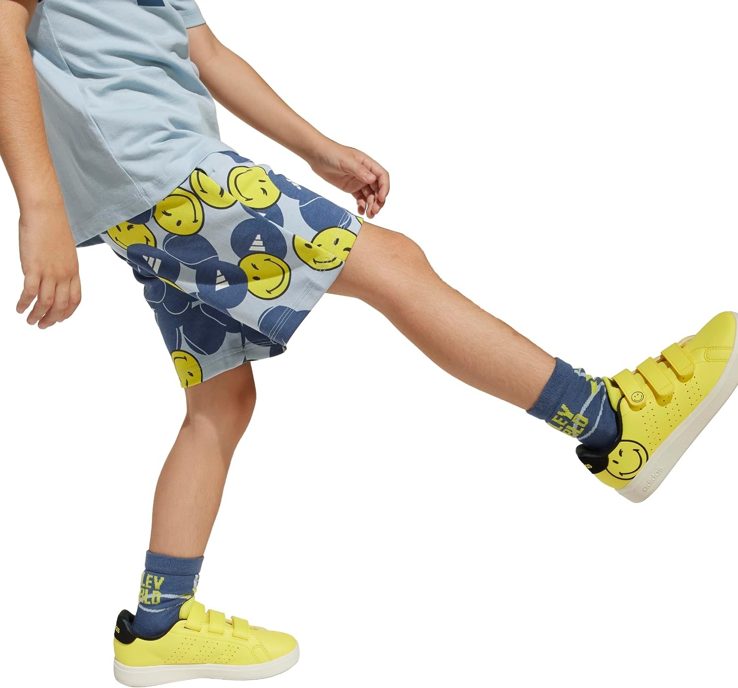 image:imageadidas Kids Smiley World Shorts Summer SetWonder BluePreloved InkBright YellowWhite