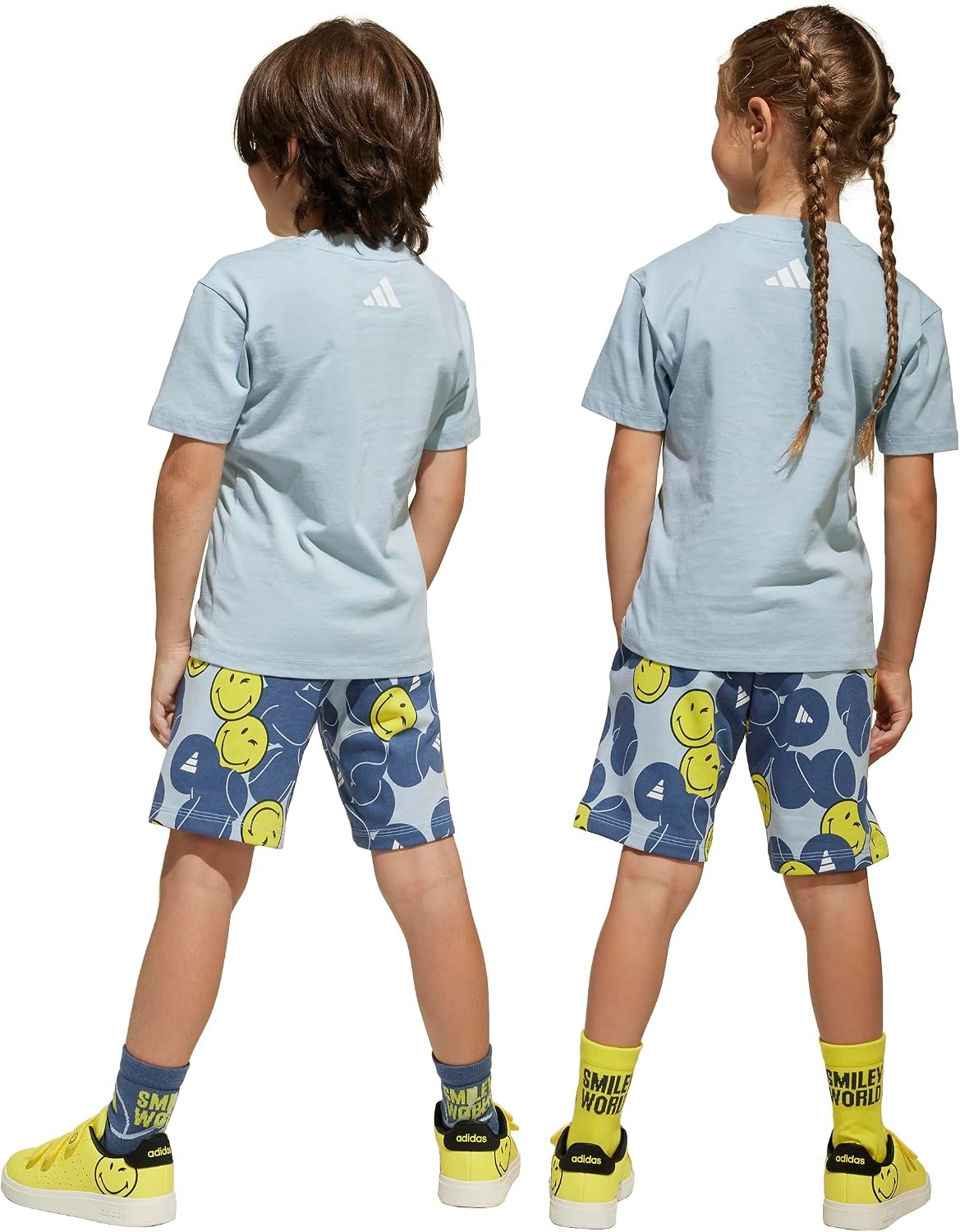 image:imageadidas Kids Smiley World Shorts Summer SetWonder BluePreloved InkBright YellowWhite