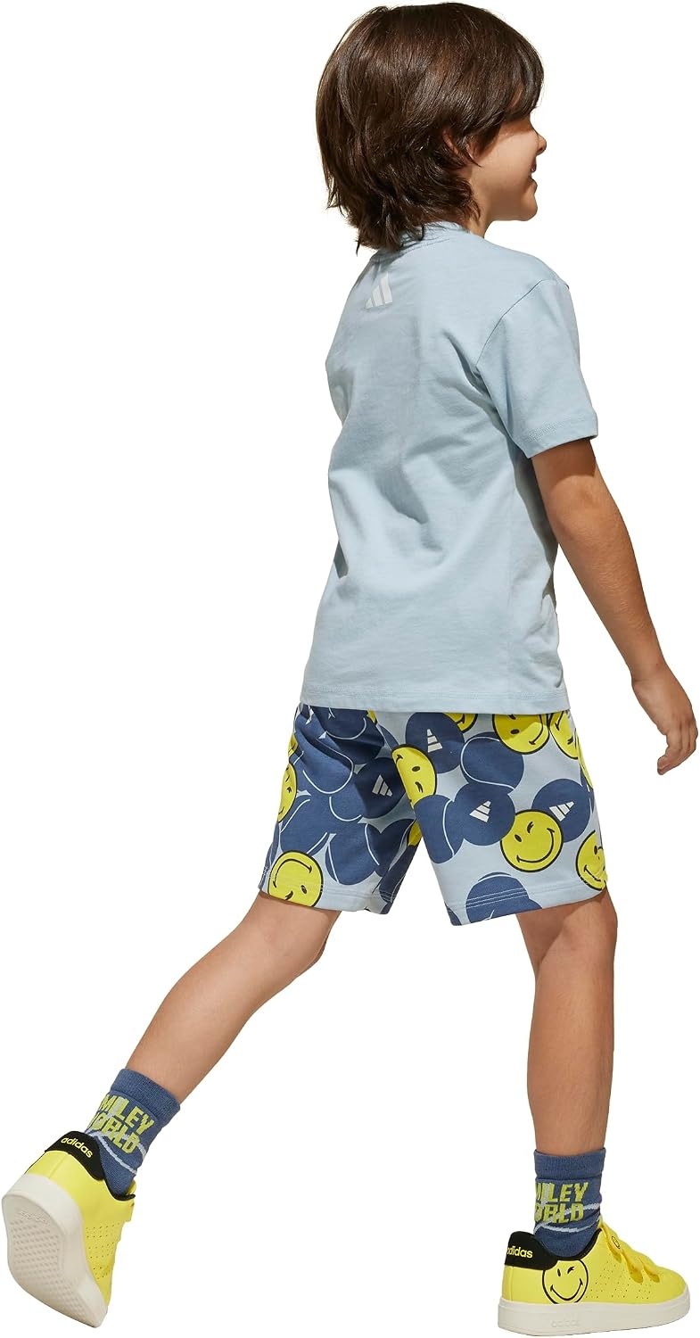 image:imageadidas Kids Smiley World Shorts Summer SetWonder BluePreloved InkBright YellowWhite