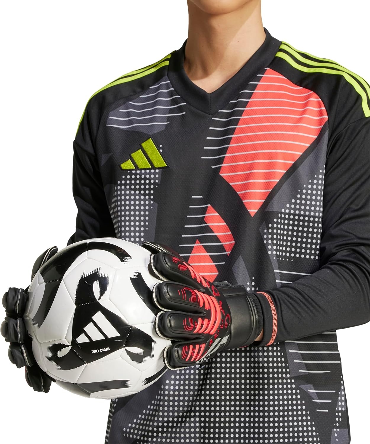 image:imageadidas Match Fingersave Goalkeeper Gloves Athletic WhiteBlackBlackLucid Red
