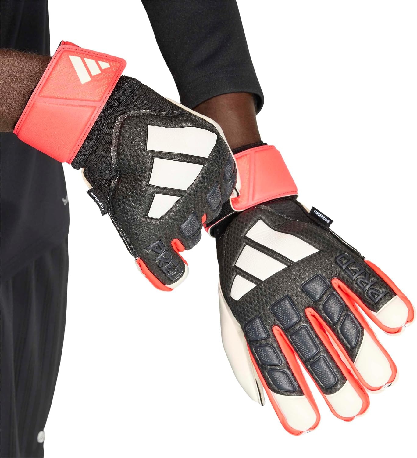 image:imageadidas Match Fingersave Goalkeeper Gloves Athletic WhiteBlackBlackWhite