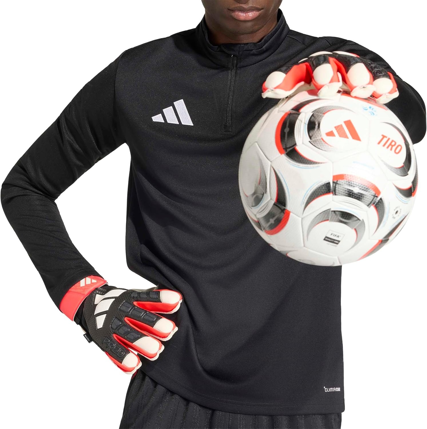 image:imageadidas Match Fingersave Goalkeeper Gloves Athletic WhiteBlackBlackWhite