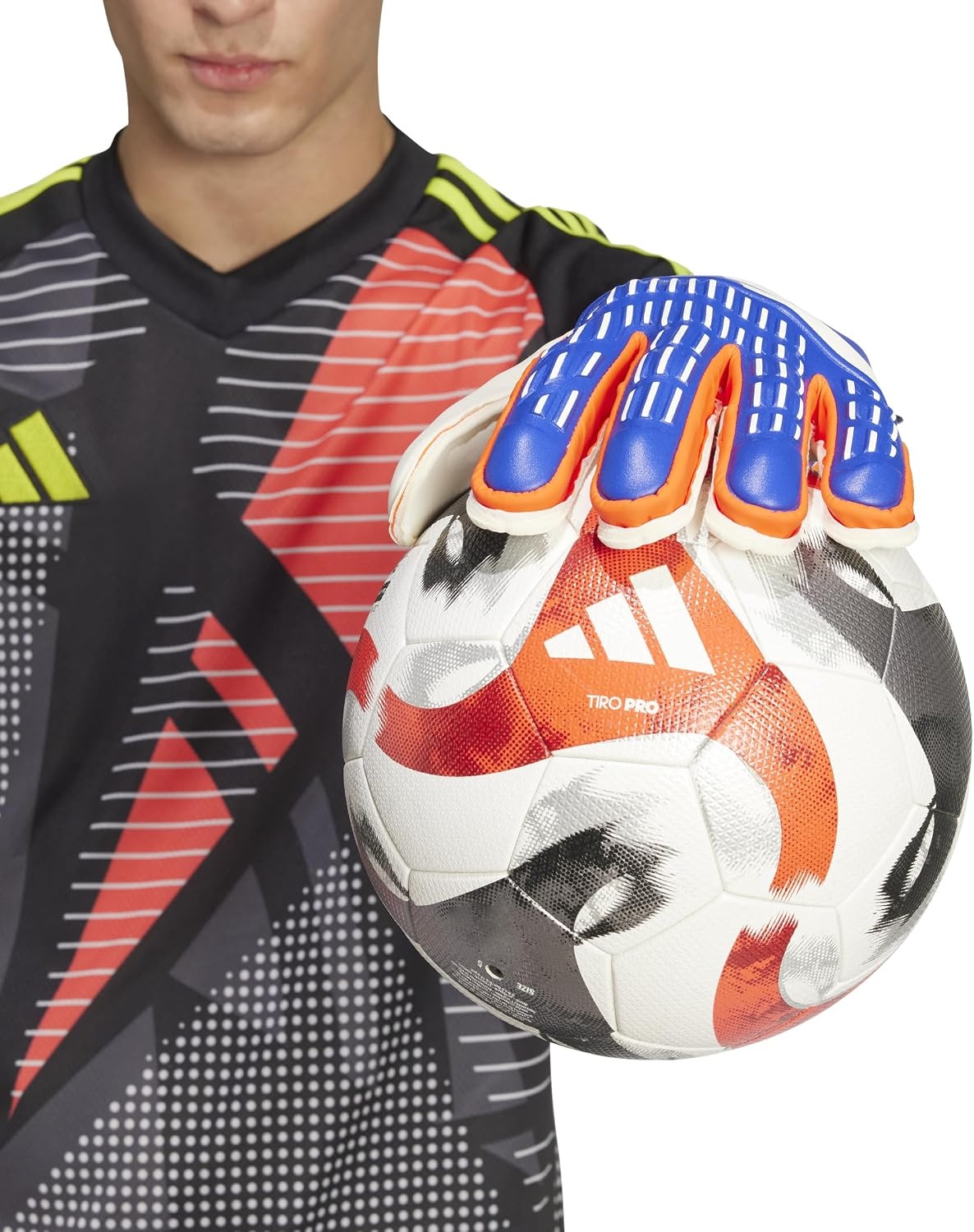 image:imageadidas Match Fingersave Goalkeeper Gloves Athletic WhiteLucid BlueSolar RedWhite