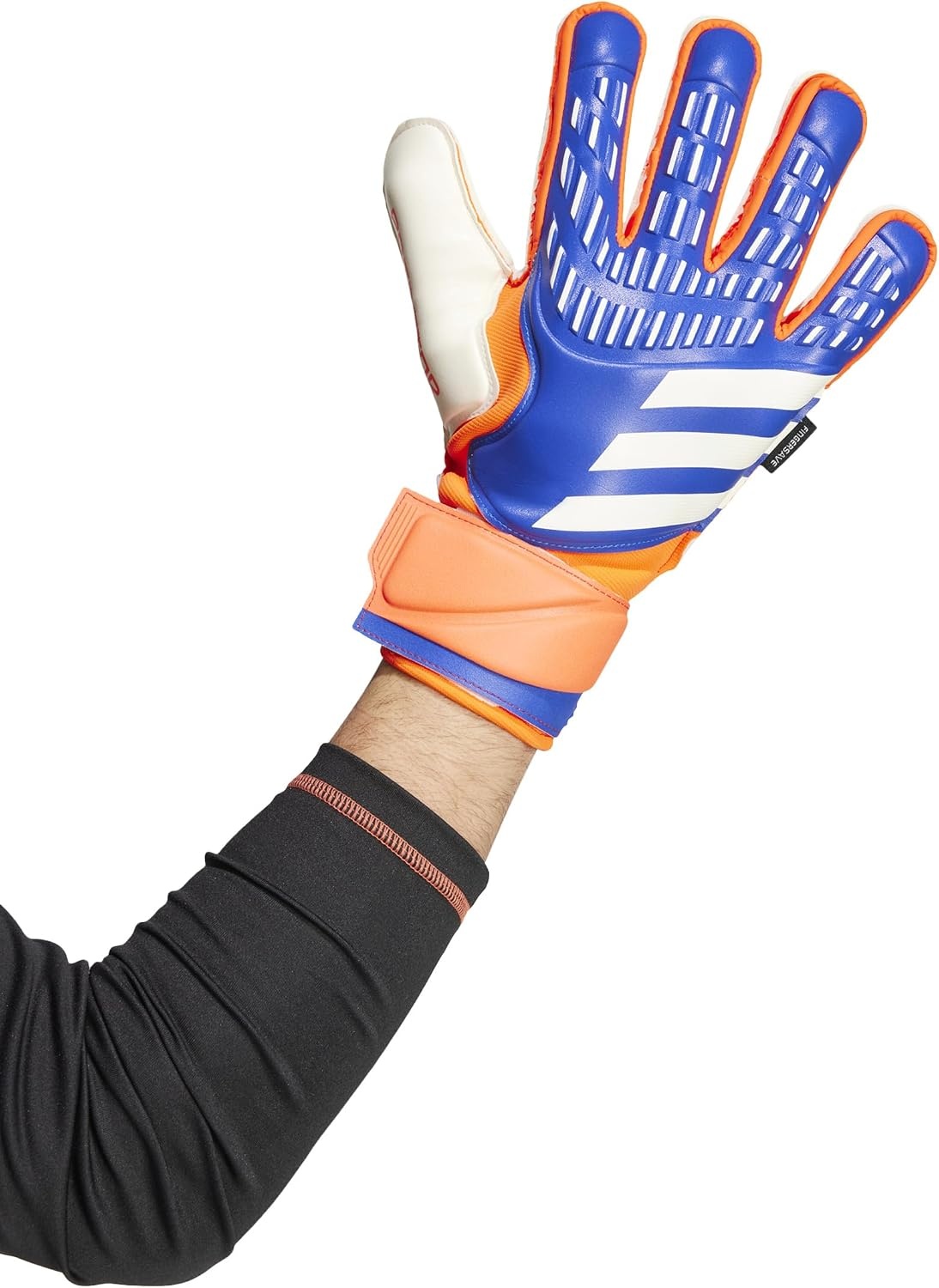 image:imageadidas Match Fingersave Goalkeeper Gloves Athletic WhiteLucid BlueSolar RedWhite