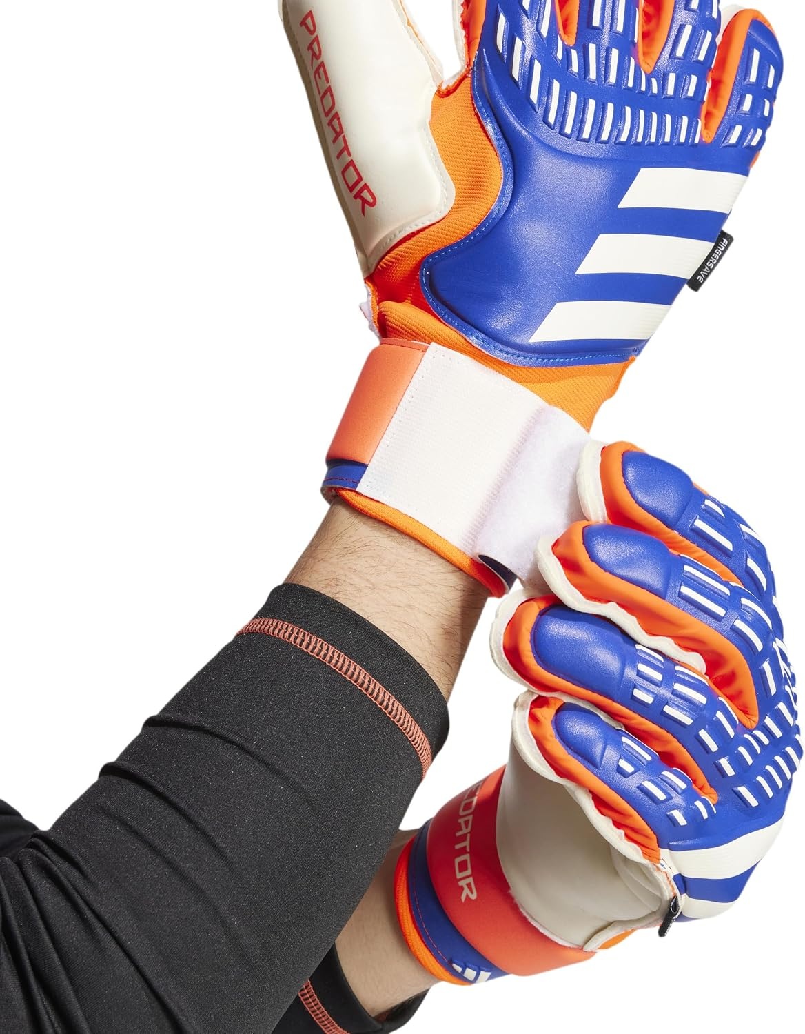 image:imageadidas Match Fingersave Goalkeeper Gloves Athletic WhiteLucid BlueSolar RedWhite