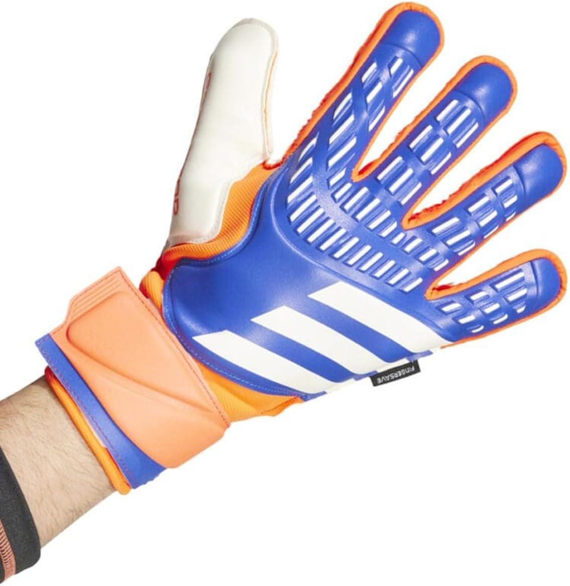 image:imageadidas Match Fingersave Goalkeeper Gloves Athletic WhiteLucid BlueSolar RedWhite
