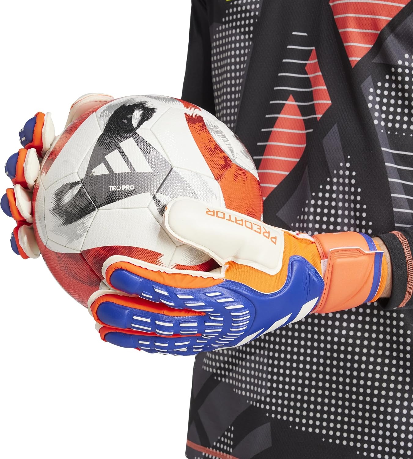 image:imageadidas Match Fingersave Goalkeeper Gloves Athletic WhiteLucid BlueSolar RedWhite