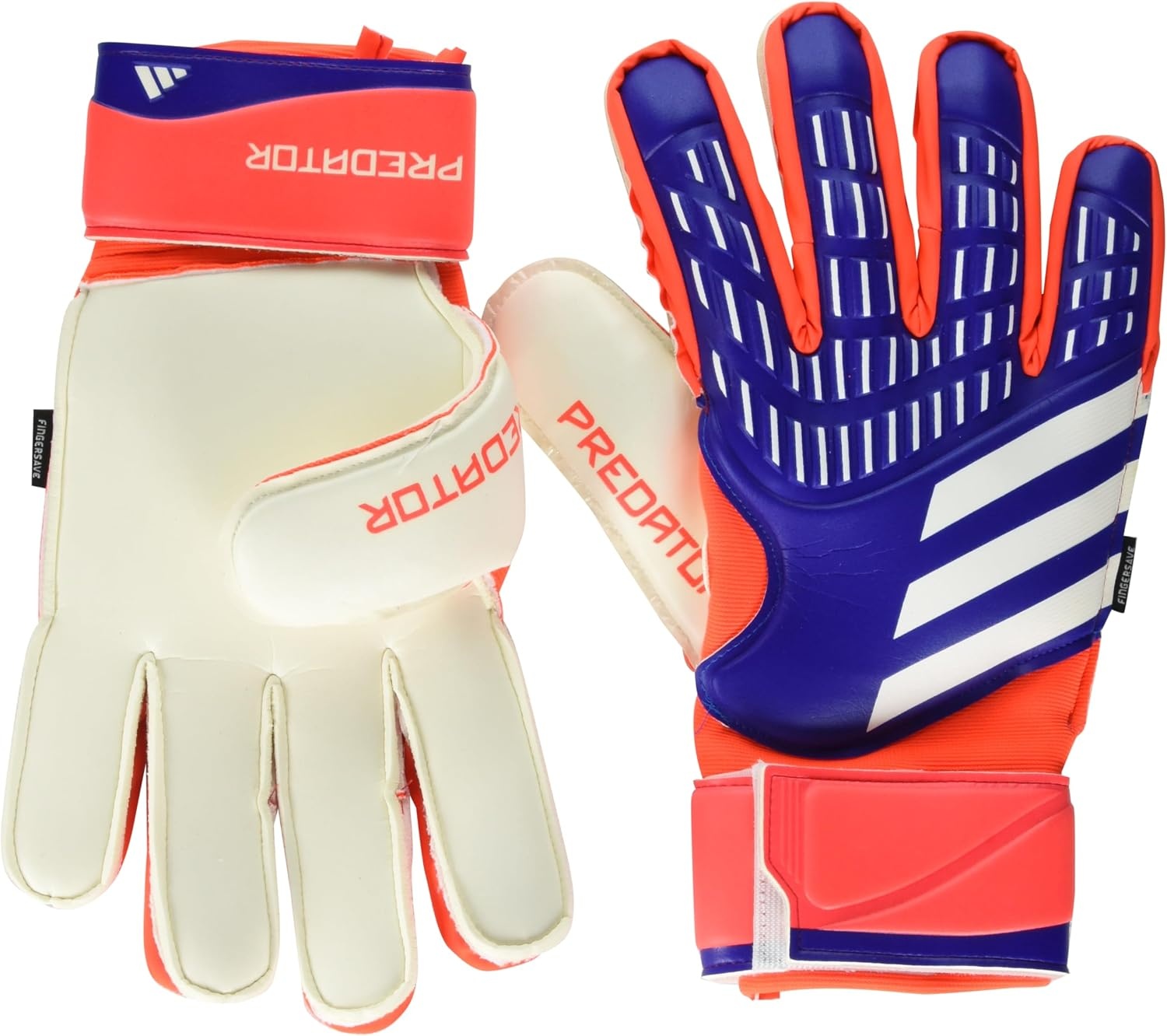 image:imageadidas Match Fingersave Goalkeeper Gloves Athletic WhiteLucid BlueSolar RedWhite