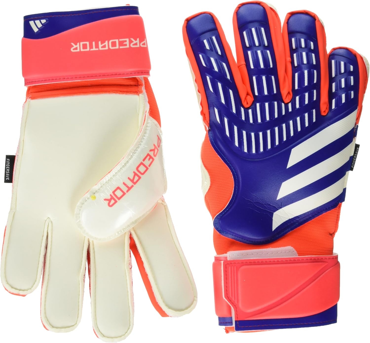image:imageadidas Match Fingersave Goalkeeper Gloves Athletic WhiteLucid BlueSolar RedWhite