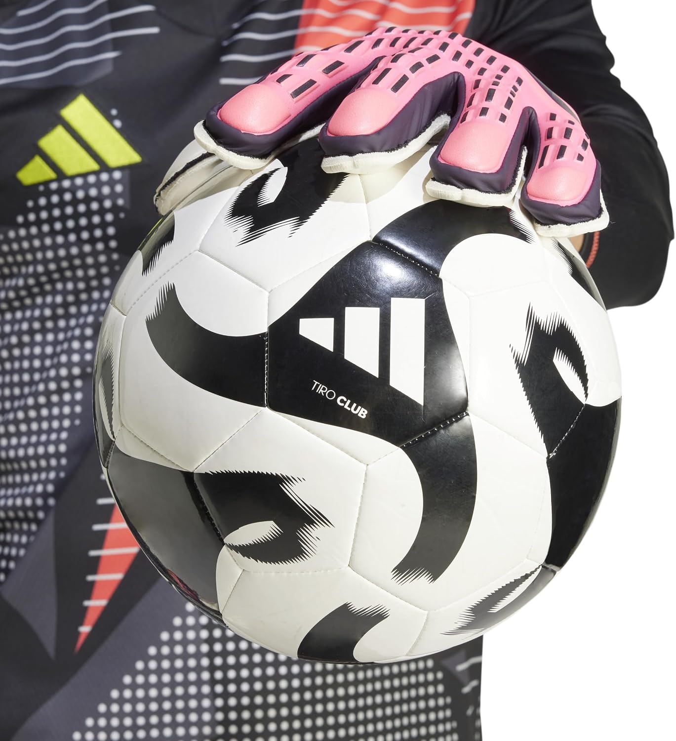 image:imageadidas Match Fingersave Goalkeeper Gloves Athletic WhiteTurboAurora BlackTurbo